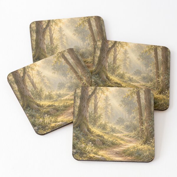 Item preview, Sunlit Woodland Path Vintage Forest Landscape Art designed and sold by AppareIIndustry.