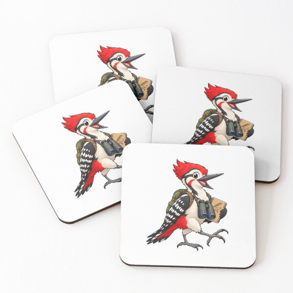 Item preview, Woodpecker Birdwatcher with Binoculars and Notebook designed and sold by JS Creative Studio.