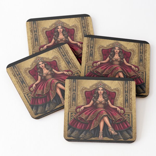 Item preview, Queen On Golden Throne In Red Velvet Dress Art designed and sold by MaRCAStro.