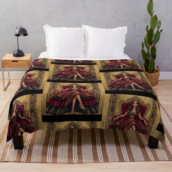 Item preview, Queen On Golden Throne In Red Velvet Dress Art designed and sold by MaRCAStro.