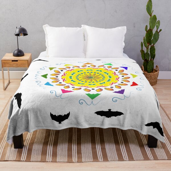 Item preview, Colorful Mandala with Flying Bats Vector Art designed and sold by alaghashop9.