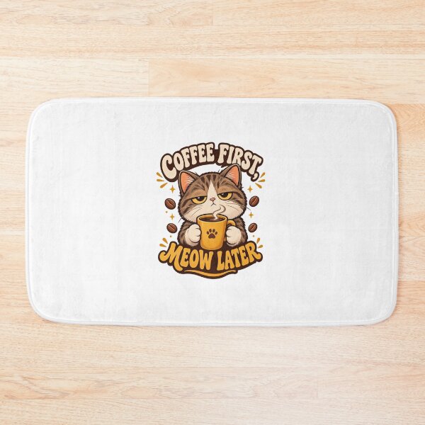 Item preview, Coffee First Meow Later Funny Orange Cat Design designed and sold by Print-Mingle01.