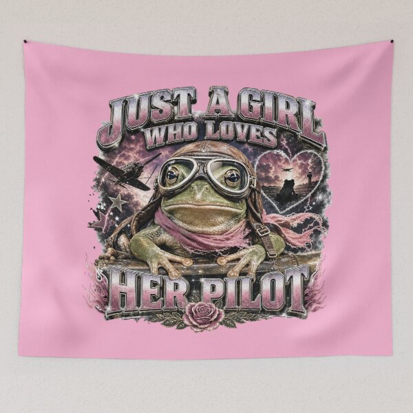Item preview, Just A Girl Who Loves Her Pilot Frog Art | 90s Bootleg Aviator Toad Sunset Gift designed and sold by illeN-Art-World.
