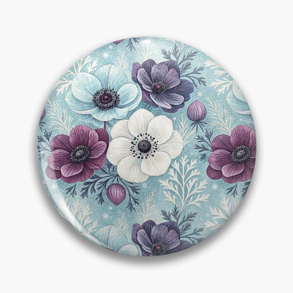 Item preview, Frosted Anemones Winter Floral Pattern designed and sold by Storybook Botanica.