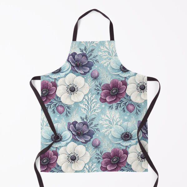 Item preview, Frosted Anemones Winter Floral Pattern designed and sold by Storybook Botanica.
