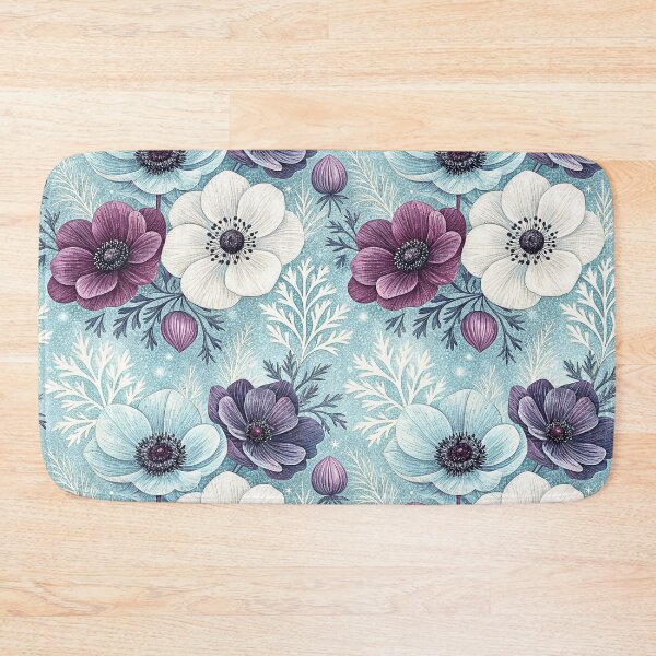 Item preview, Frosted Anemones Winter Floral Pattern designed and sold by Storybook Botanica.