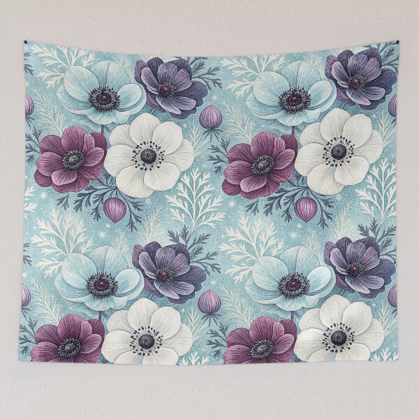 Item preview, Frosted Anemones Winter Floral Pattern designed and sold by Storybook Botanica.