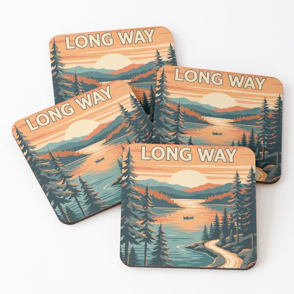 Item preview, Take the Long Way Retro Forest Lake Illustration designed and sold by viking75store.