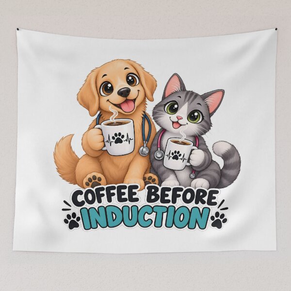 Item preview, Coffee Before Induction – Cute Veterinary Anesthesia Cat and Dog Design designed and sold by Bettybee00.