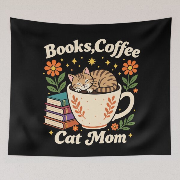 Item preview, Books, Coffee, Cat Mom – Cozy Retro Design designed and sold by LuloCreative.