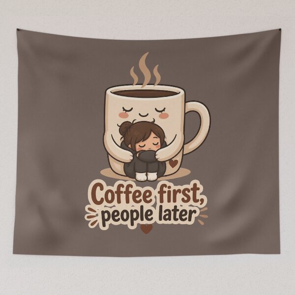 Item preview, Coffee First, People Later Cozy Illustration designed and sold by JC Art Creations.