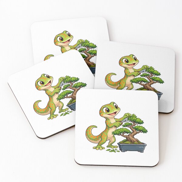 Item preview, Gecko Gardener Tending a Bonsai Tree designed and sold by JS Creative Studio.