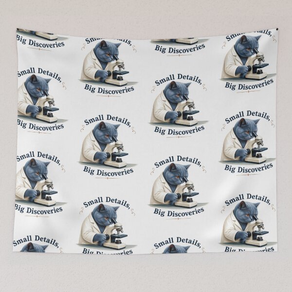 Item preview, British Shorthair Microscope Cat – Small Details, Big Discoveries designed and sold by PurrBloom Studio.