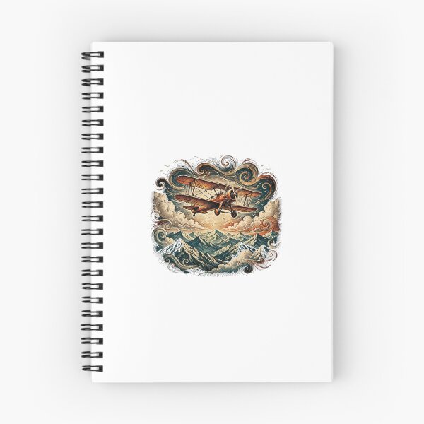 Item preview, Vintage Biplane Over Mountains Engraving Aviation Illustration designed and sold by Paws & Pine Studio.