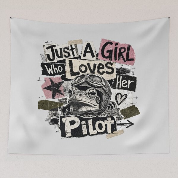 Item preview, Just A Girl Who Loves Her Pilot Vintage Zine Art | Newspaper Collage Aviator Gift designed and sold by illeN-Art-World.