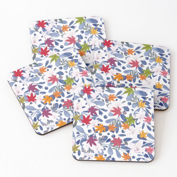 Item preview,  Autumn Maple Leaves and White Lilies Floral Watercolor Pattern designed and sold by Lougud.