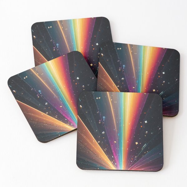 Item preview, Rainbow Light Beam on Black Abstract designed and sold by SublimeMusings.
