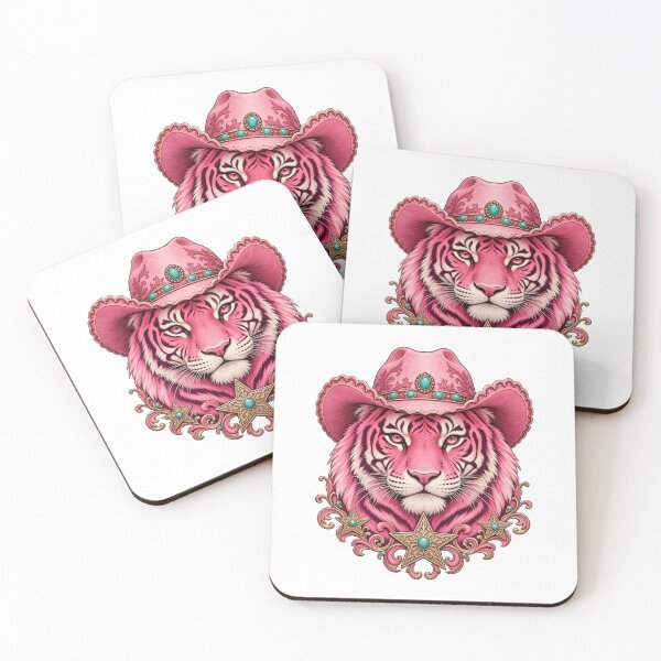 Item preview, Pink Tiger Cowgirl - Western Portrait designed and sold by Good Mood Foundry.