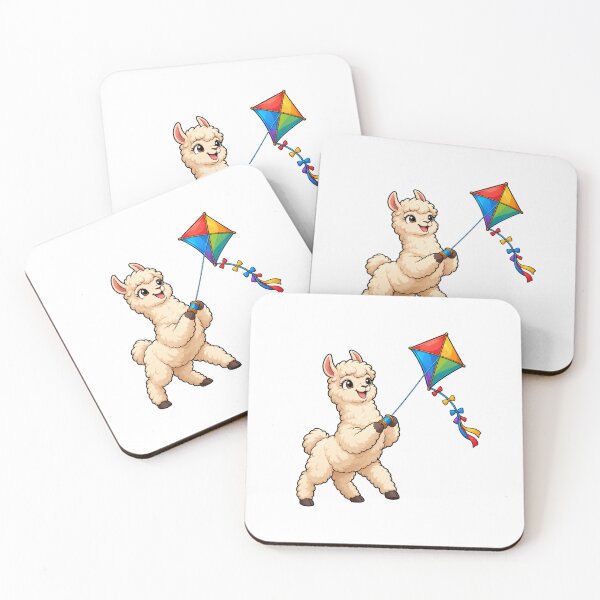 Item preview, Fluffy Alpaca Flying a Colorful Kite designed and sold by JS Creative Studio.