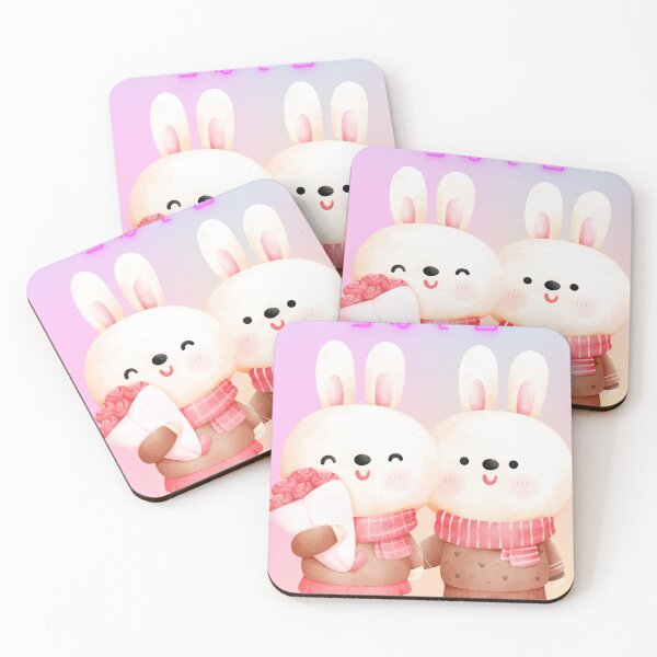 Item preview, Cute Couple Bunnies in Love with Roses – Kawaii Romantic Valentine Design designed and sold by ArtsbyJazzi.
