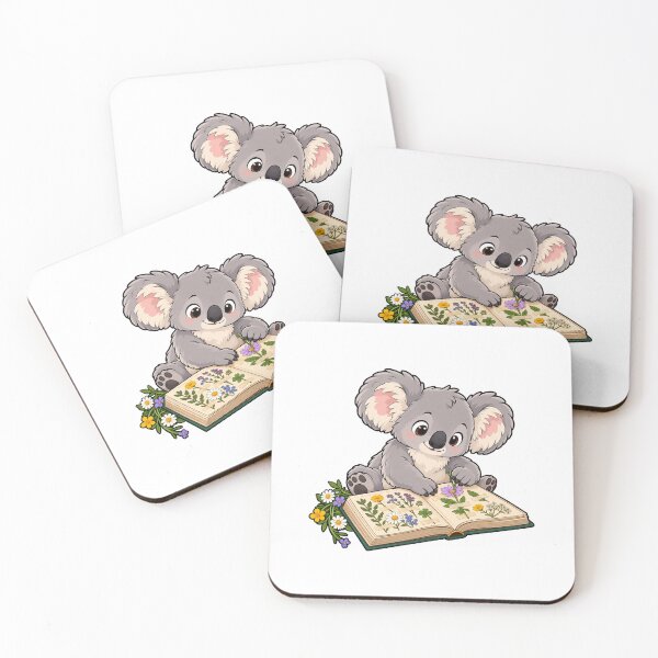 Item preview, Koala Pressing Wildflowers in a Book designed and sold by JS Creative Studio.