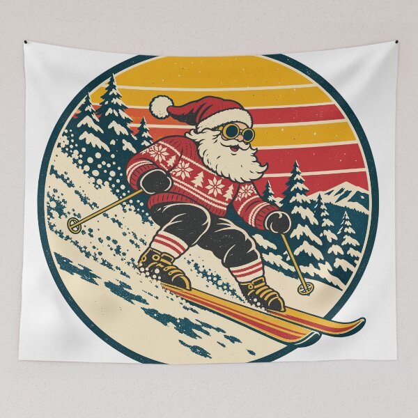 Item preview, Retro Skiing Santa Vintage Christmas Ski Badge designed and sold by codex401.