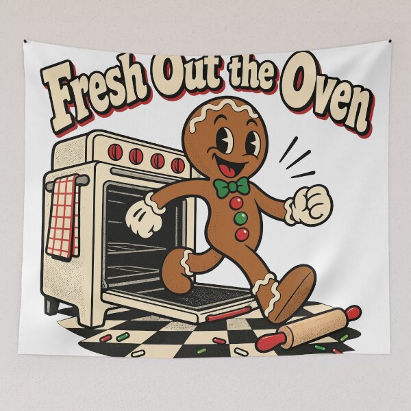 Item preview, Fresh Out the Oven Funny Gingerbread Man Retro Cartoon designed and sold by codex401.