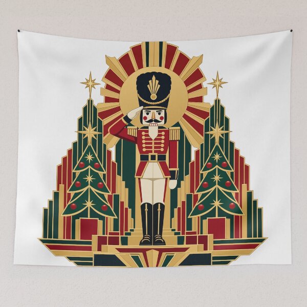 Item preview, Art Deco Nutcracker Soldier Christmas Gold and Red designed and sold by codex401.