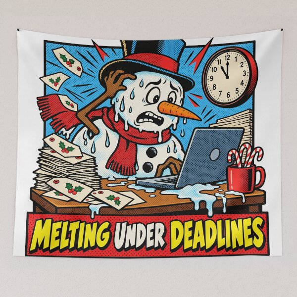 Item preview, Melting Under Deadlines Funny Stressed Snowman Comic designed and sold by codex401.