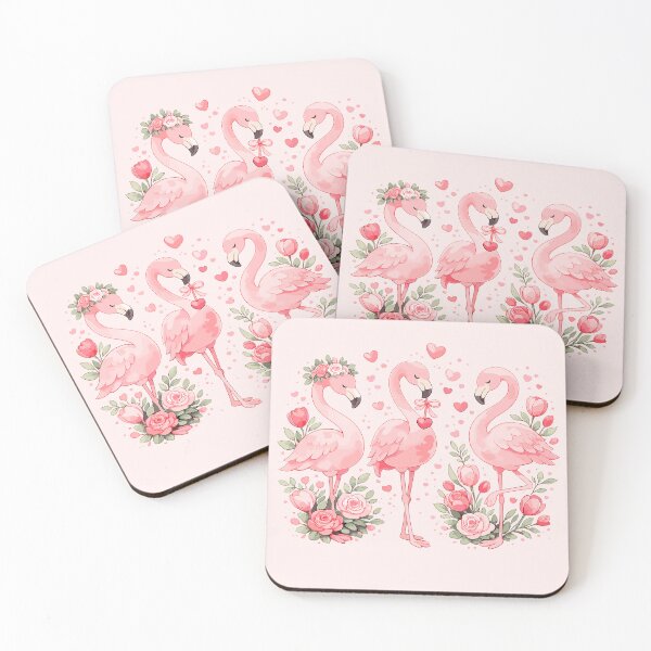 Item preview, Pink Valentine Flamingos – Romantic Hearts and Roses designed and sold by bimimagic.