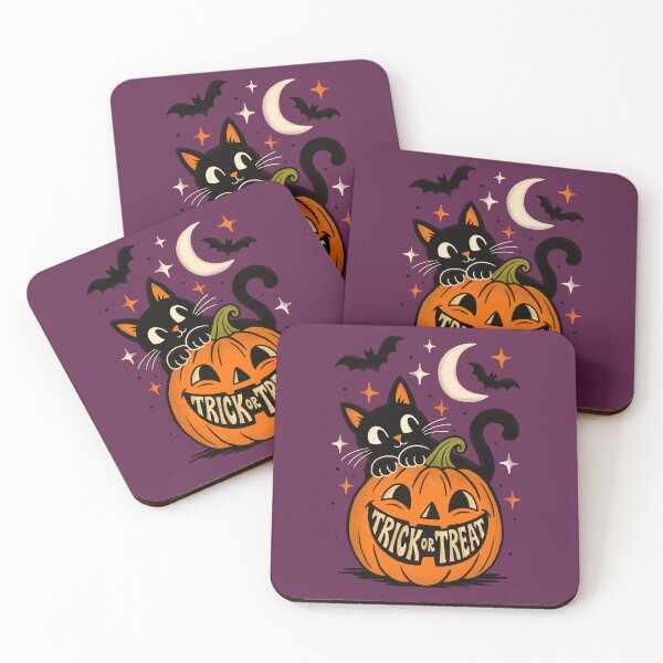 Item preview, Retro Trick or Treat Black Cat & Pumpkin designed and sold by OHBOY! Handmade.