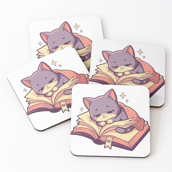 Item preview, Sleeping Cat on Open Book Cozy Reader designed and sold by mood-draftsman.