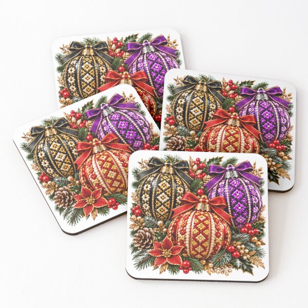 Item preview, Golden Folk Christmas – Luxury Embroidered Holiday Ornaments designed and sold by DansCreations42.