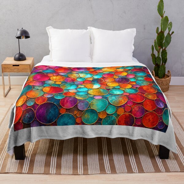 Item preview, Colorful Stained Glass Bubbles - Teal Magenta Orange Abstract Circle Pattern designed and sold by IRON SIREN.