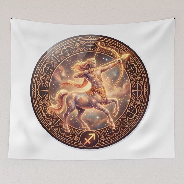 Item preview, Sagittarius Centaur Archer Cosmic Zodiac Mandala designed and sold by Zodiac Celestial Art.