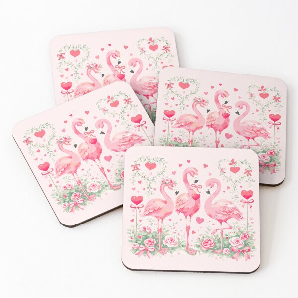 Item preview, Pink Valentine Flamingos – Romantic Hearts and Roses designed and sold by bimimagic.
