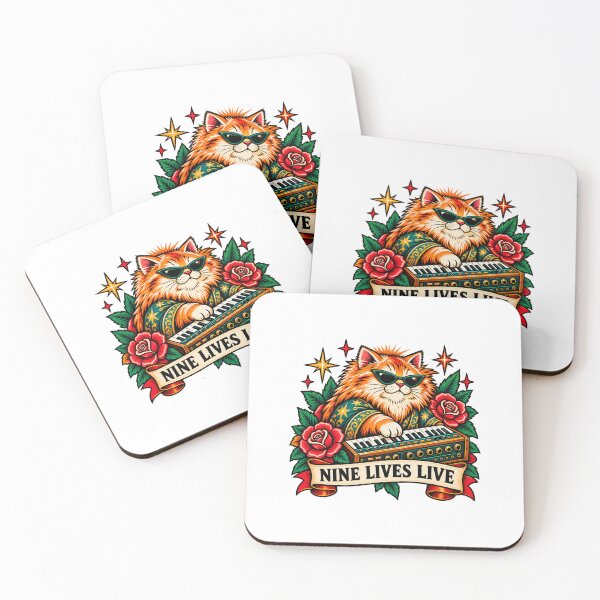 Item preview, Nine Lives Live | Cat Synth Tattoo designed and sold by Mono.fi Studios.