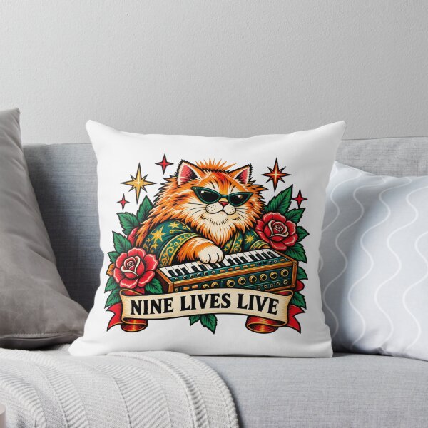 Item preview, Nine Lives Live | Cat Synth Tattoo designed and sold by Mono.fi Studios.