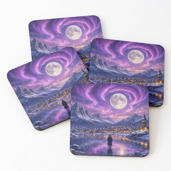 Item preview, Purple Sky Christmas Village Under Aurora designed and sold by SublimeMusings.
