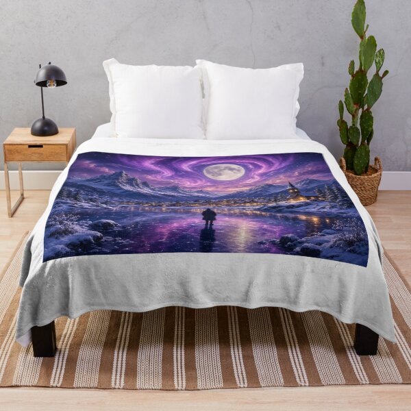 Item preview, Purple Sky Christmas Village Under Aurora designed and sold by SublimeMusings.