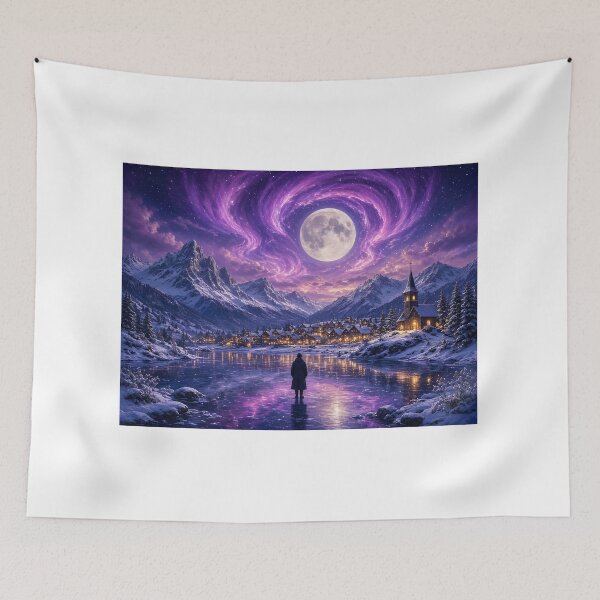 Item preview, Purple Sky Christmas Village Under Aurora designed and sold by SublimeMusings.
