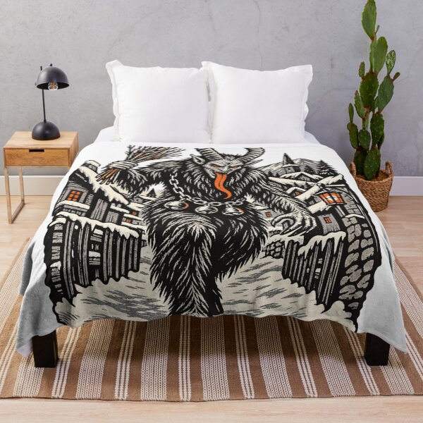 Item preview, Krampus Linocut Dark Christmas Folklore Art designed and sold by codex401.