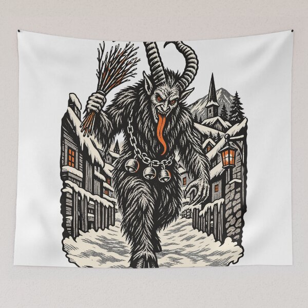 Item preview, Krampus Linocut Dark Christmas Folklore Art designed and sold by codex401.