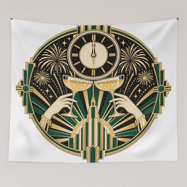 Item preview, Art Deco New Years Eve Midnight Clock Champagne Toast designed and sold by codex401.