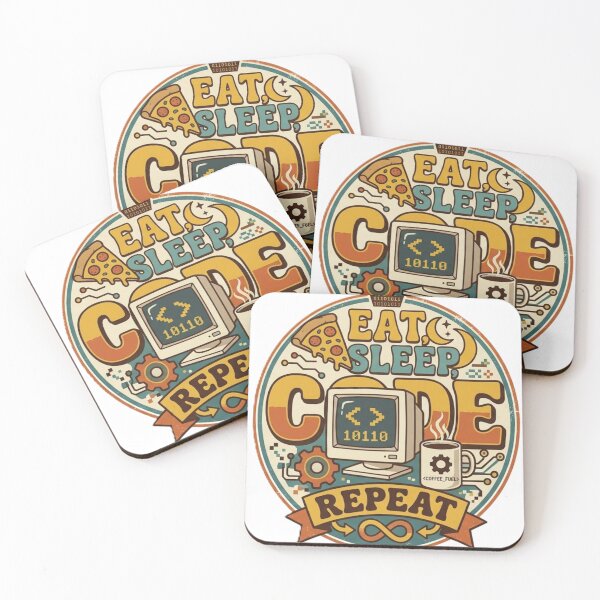 Item preview, Retro Vintage Eat Sleep Code Repeat Programmer Coder Mug Shirt designed and sold by abdoreds.