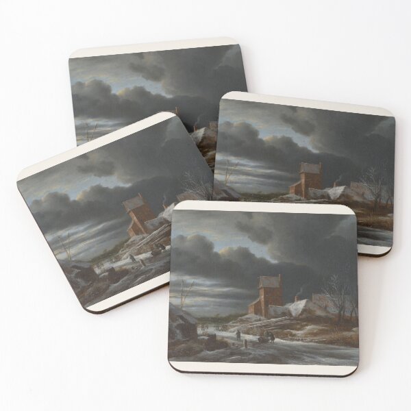 Item preview, Winter Landscape, Jacob van Ruisdael, Dutch Golden Age Snow Scene designed and sold by BrightSheetsArt.