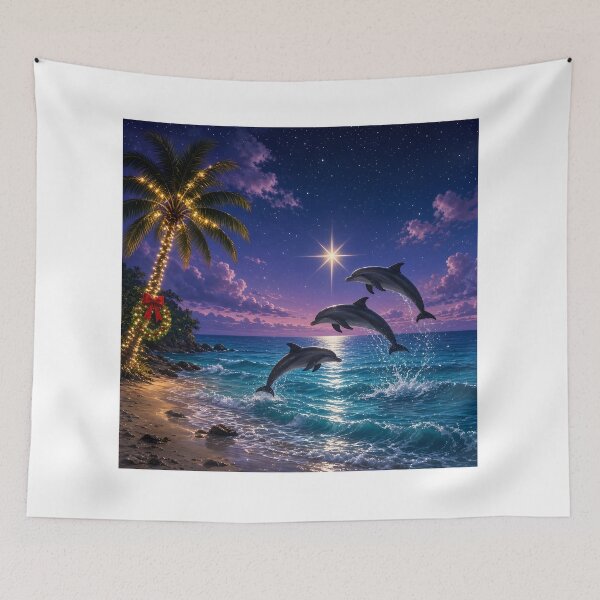 Item preview, Dolphins Leaping Under a Christmas Star at Sea designed and sold by SublimeMusings.