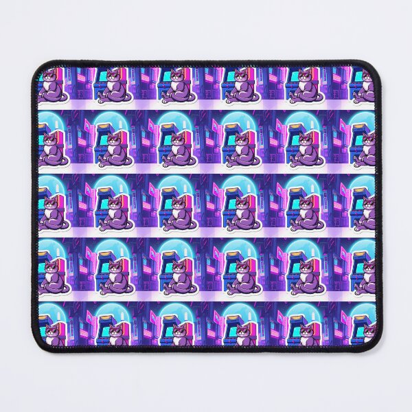 Item preview, Neon Synthwave Arcade Cat designed and sold by One More Run.
