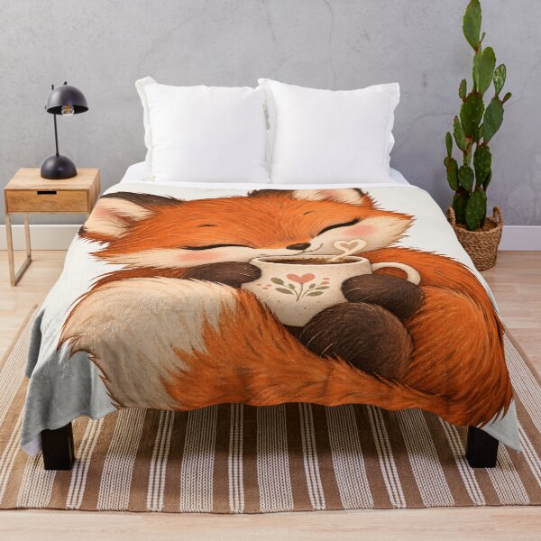 Item preview, Cozy Little Fox with Coffee Cute Autumn Cottagecore Aesthetic T-Shirt designed and sold by Sobalvarro Art & Apparel.