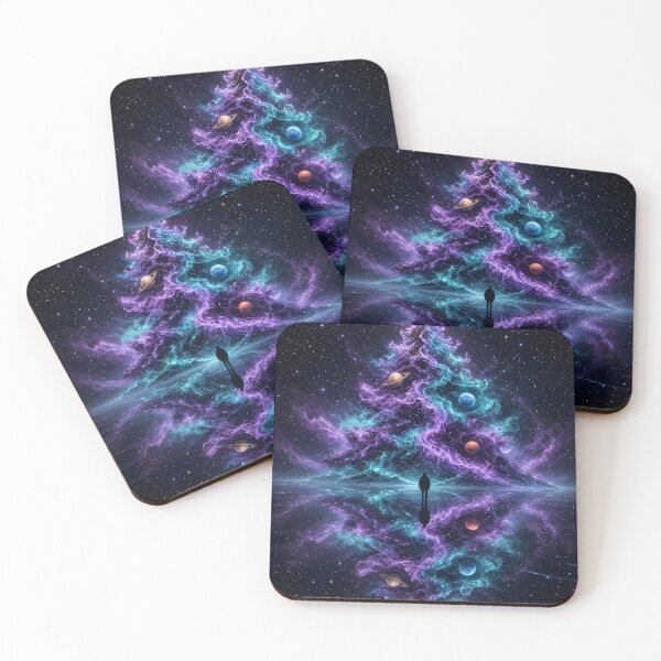 Item preview, Cosmic Galaxy Christmas Tree on a Frozen Lake designed and sold by SublimeMusings.